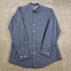 Eddie Bauer Classic Fit Men's Shirt Size TL Wrinkle Free Blue Check Button